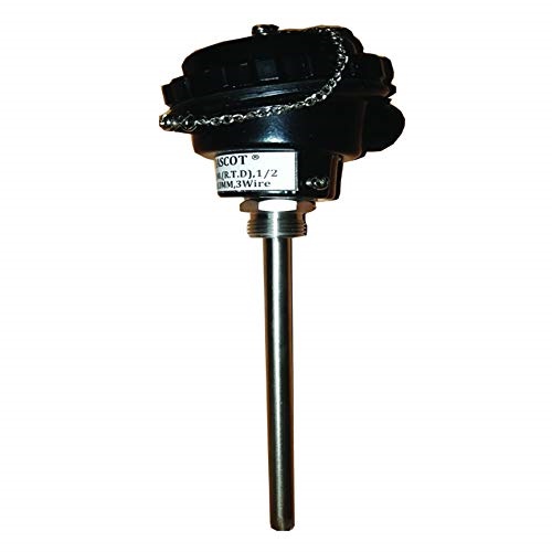 MASCOT RTD PT 100 Head Type Sensor along with Calibration Certificate 1/2 BSP NUT, 3 Wire (150x6 mm)